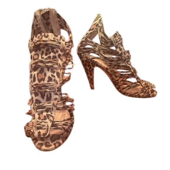 Loeffler Randall Kylie Brown Suede Leopard Sandal Heels Size 7.5 $625 w/box